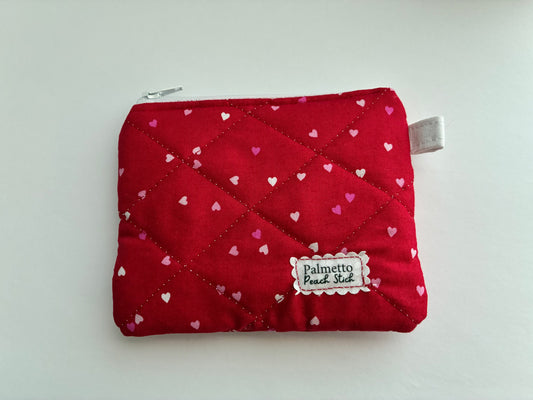 Keychain Wallet- Red with Mini Hearts