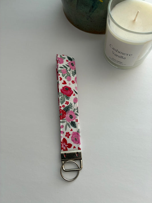 Wristlet- Valentine Floral and hearts